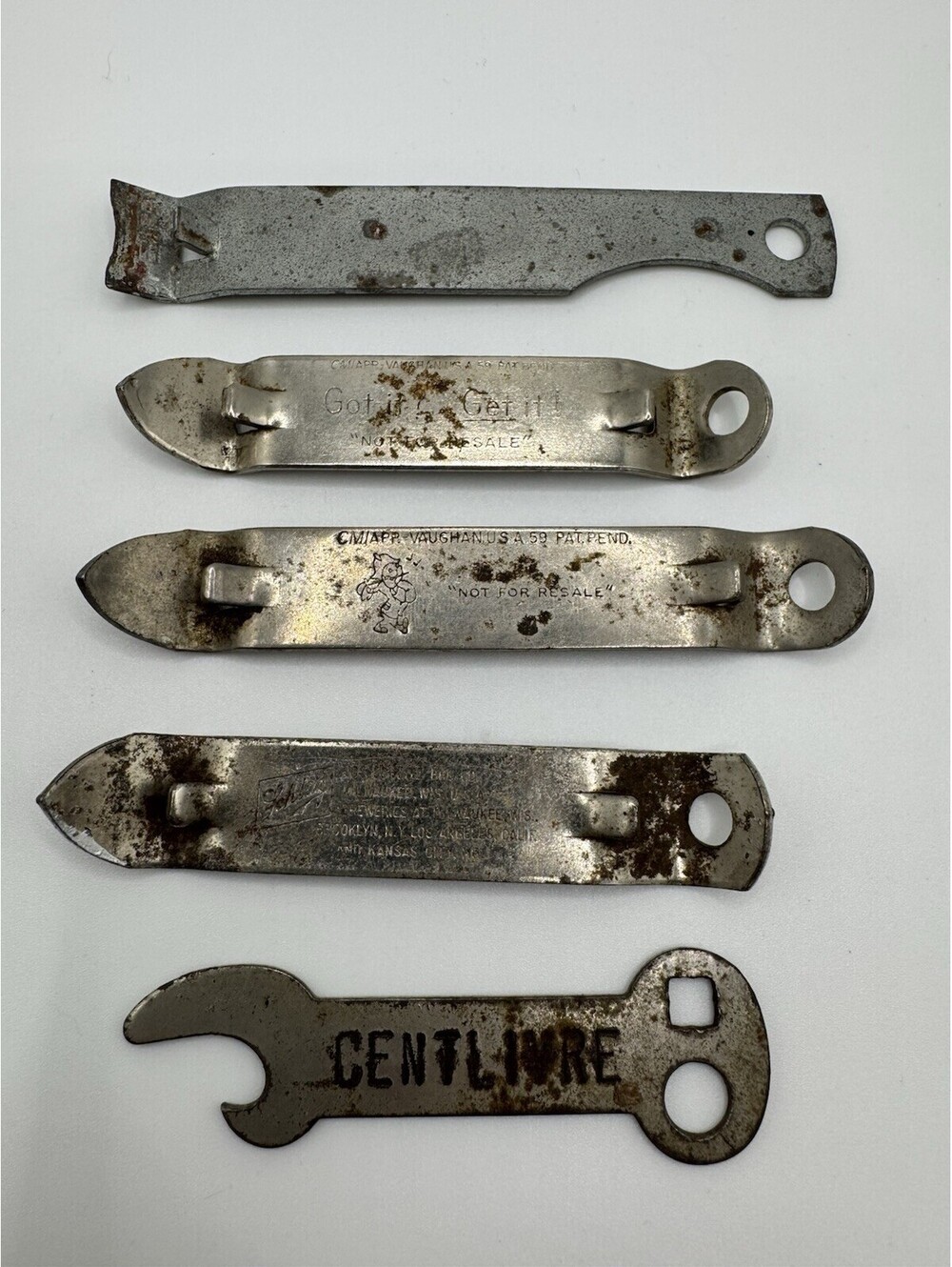 Set Of Five Vintage Can Openers - Prager Pfeiffer Schlitz Centlivre